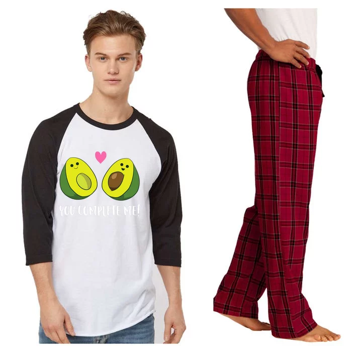 Funny Avocado You Complete Me Cute Avocado Raglan Sleeve Pajama Set