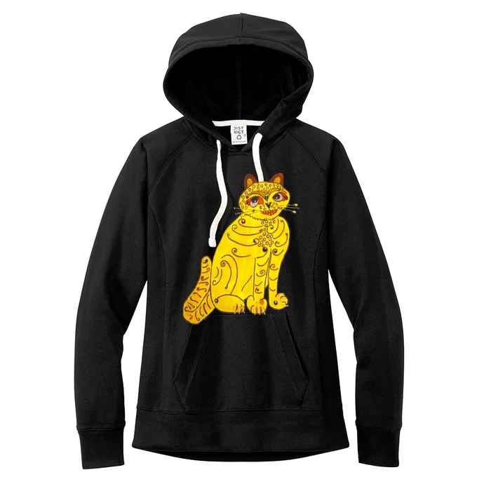 Funny Abba Yellow Cat Women's Fleece Hoodie