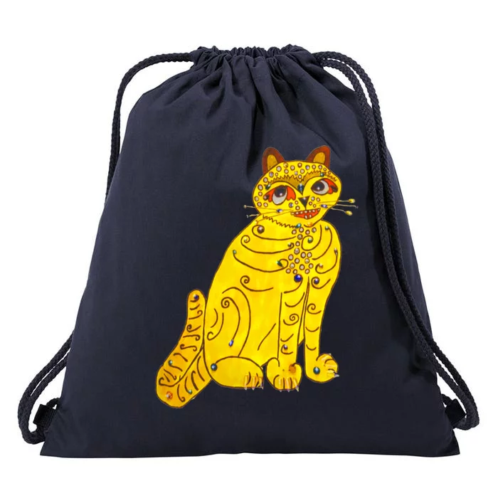 Funny Abba Yellow Cat Drawstring Bag