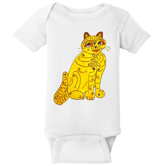 Funny Abba Yellow Cat Baby Bodysuit