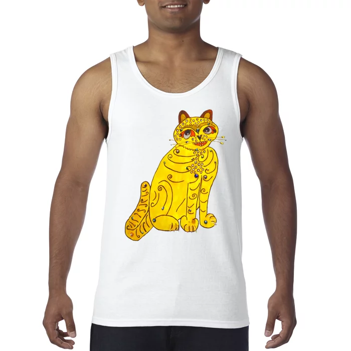 Funny Abba Yellow Cat Tank Top