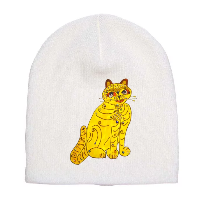 Funny Abba Yellow Cat Short Acrylic Beanie