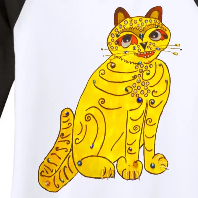 Funny Abba Yellow Cat Women's Tri-Blend 3/4-Sleeve Raglan Shirt