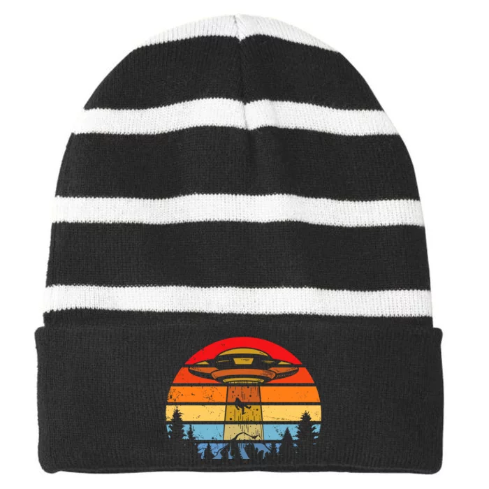 Funny Alien Yeti Bigfoot UFO Plus Size Striped Beanie with Solid Band