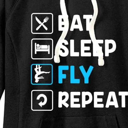 Funny Aerial Yoga Eat Sleep Fly Repeat Gift Women's Fleece Hoodie