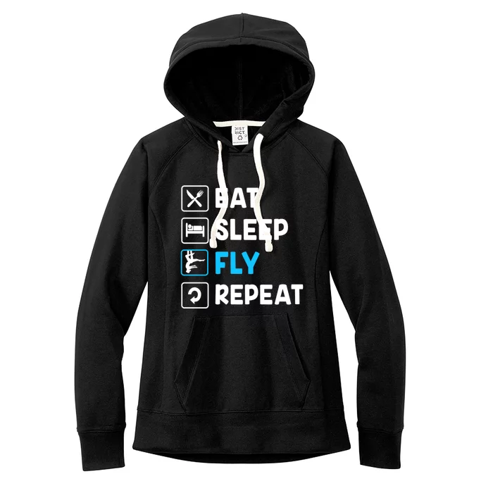 Funny Aerial Yoga Eat Sleep Fly Repeat Gift Women's Fleece Hoodie