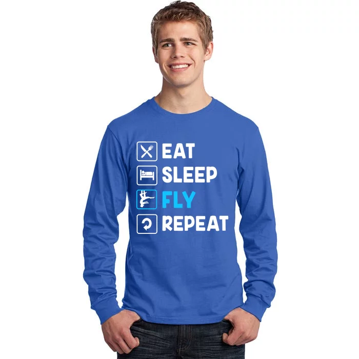 Funny Aerial Yoga Eat Sleep Fly Repeat Gift Tall Long Sleeve T-Shirt