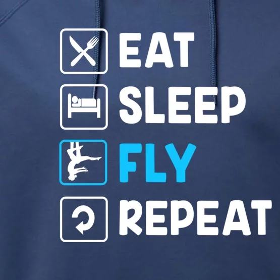 Funny Aerial Yoga Eat Sleep Fly Repeat Gift Performance Fleece Hoodie