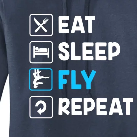 Funny Aerial Yoga Eat Sleep Fly Repeat Gift Women's Pullover Hoodie