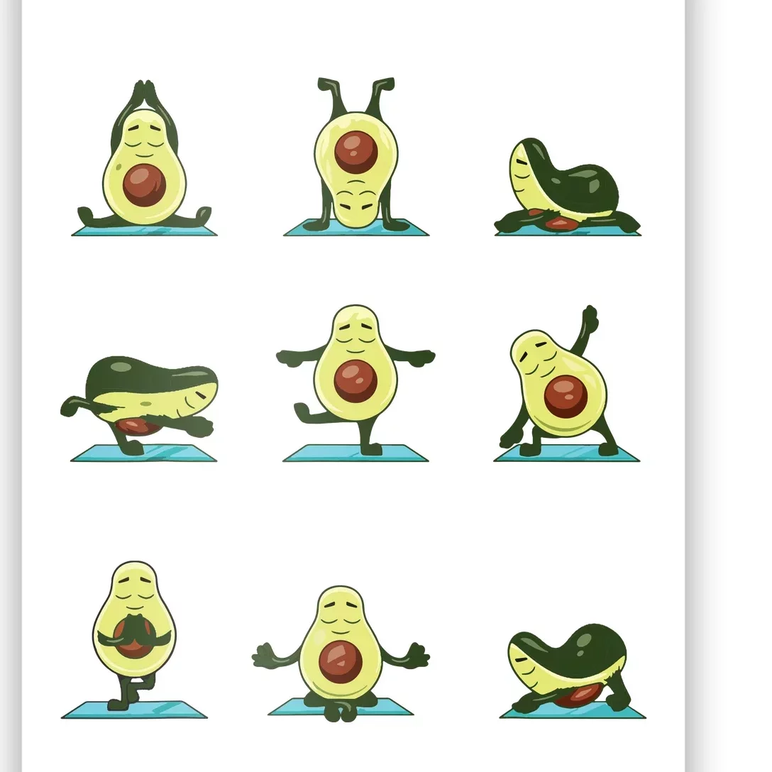 Funny Avocado Yoga Fitness Funny Exercising Gym Avocado Poster