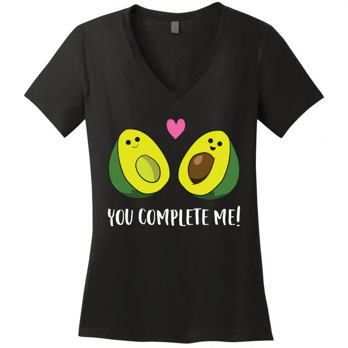 Funny Avocado You Complete Me Cute Avocado Women's V-Neck T-Shirt