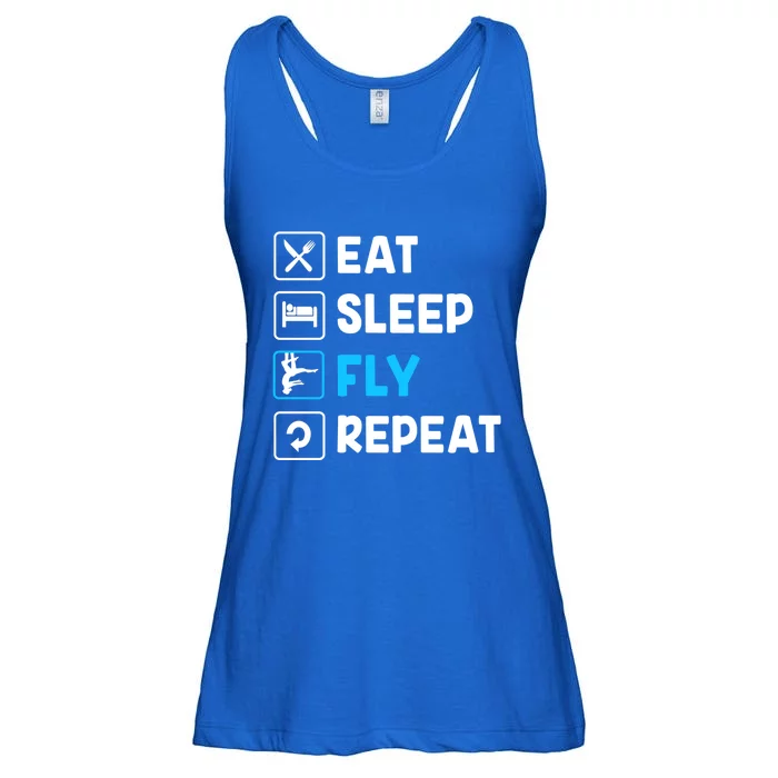 Funny Aerial Yoga Eat Sleep Fly Repeat Gift Ladies Essential Flowy Tank