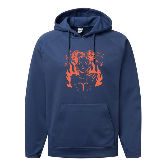 Female Aries Zodiac Performance Fleece Hoodie