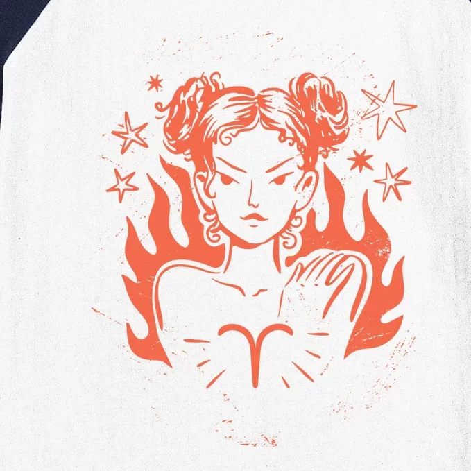 Female Aries Zodiac Baseball Sleeve Shirt