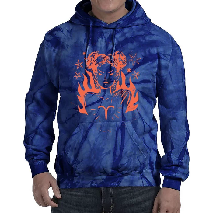 Female Aries Zodiac Tie Dye Hoodie