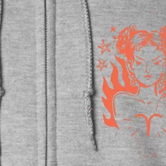 Female Aries Zodiac Full Zip Hoodie