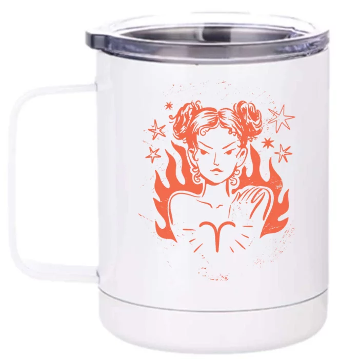 Female Aries Zodiac Front & Back 12oz Stainless Steel Tumbler Cup