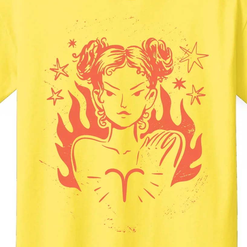 Female Aries Zodiac Kids T-Shirt