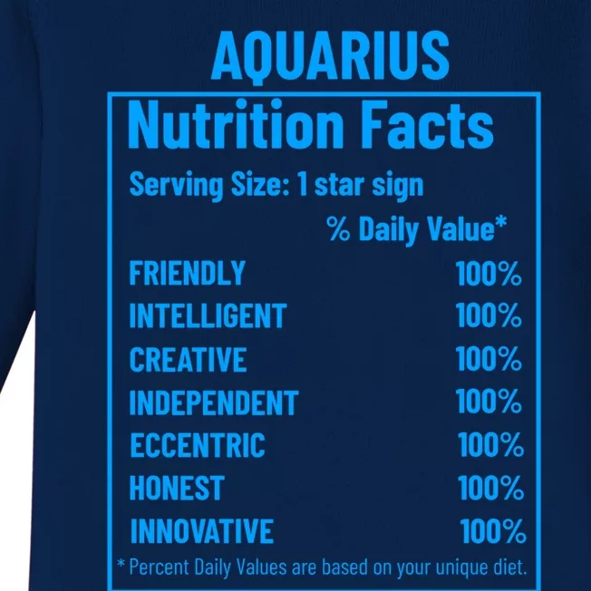 Funny Aquarius Zodiac Sign Nutrition Facts Quariuses Gift Baby Long Sleeve Bodysuit