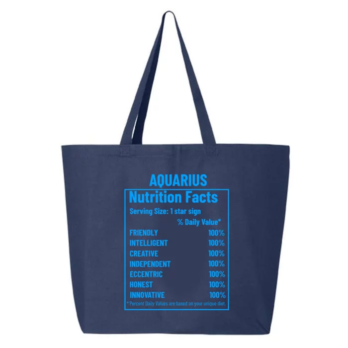 Funny Aquarius Zodiac Sign Nutrition Facts Quariuses Gift 25L Jumbo Tote