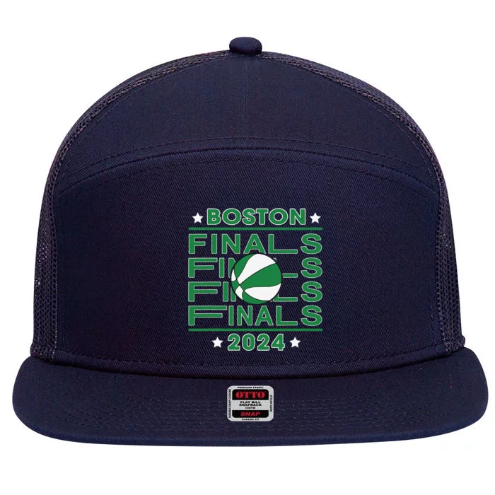 Finals Boston 2024 Designs 7 Panel Mesh Trucker Snapback Hat