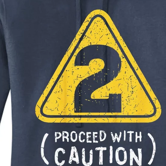 Funny Birthday 2 Two Construction Sign 2nd Birthday Gift Women's Pullover Hoodie