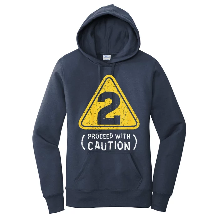 Funny Birthday 2 Two Construction Sign 2nd Birthday Gift Women's Pullover Hoodie