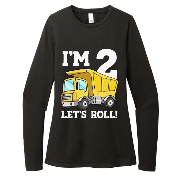 Funny Birthday 2 Two Construction Truck 2nd Birthday (2) Womens CVC Long Sleeve Shirt