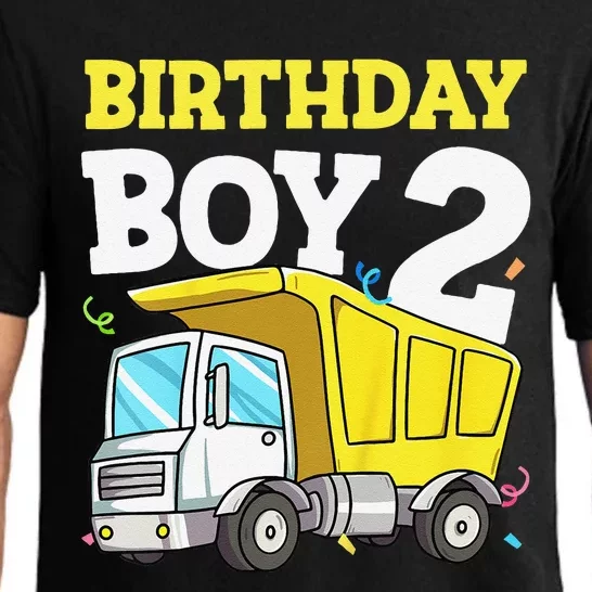 Funny Birthday 2 Two Construction Truck 2nd Birthday Gift Pajama Set