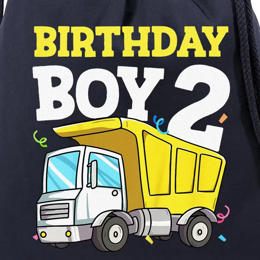 Funny Birthday 2 Two Construction Truck 2nd Birthday Gift Drawstring Bag