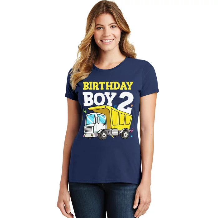 Funny Birthday 2 Two Construction Truck 2nd Birthday Gift Women's T-Shirt