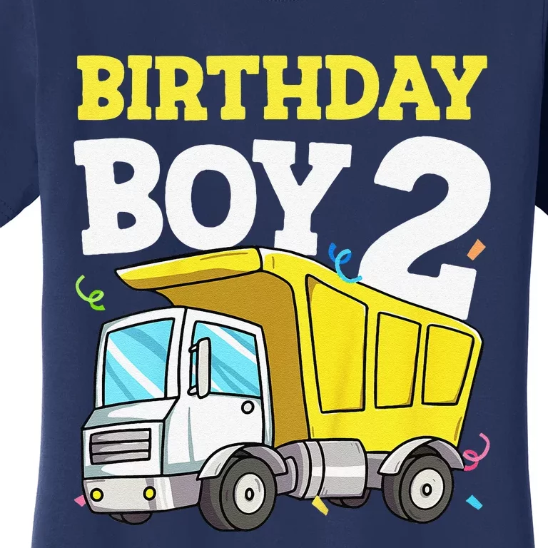 Funny Birthday 2 Two Construction Truck 2nd Birthday Gift Women's T-Shirt