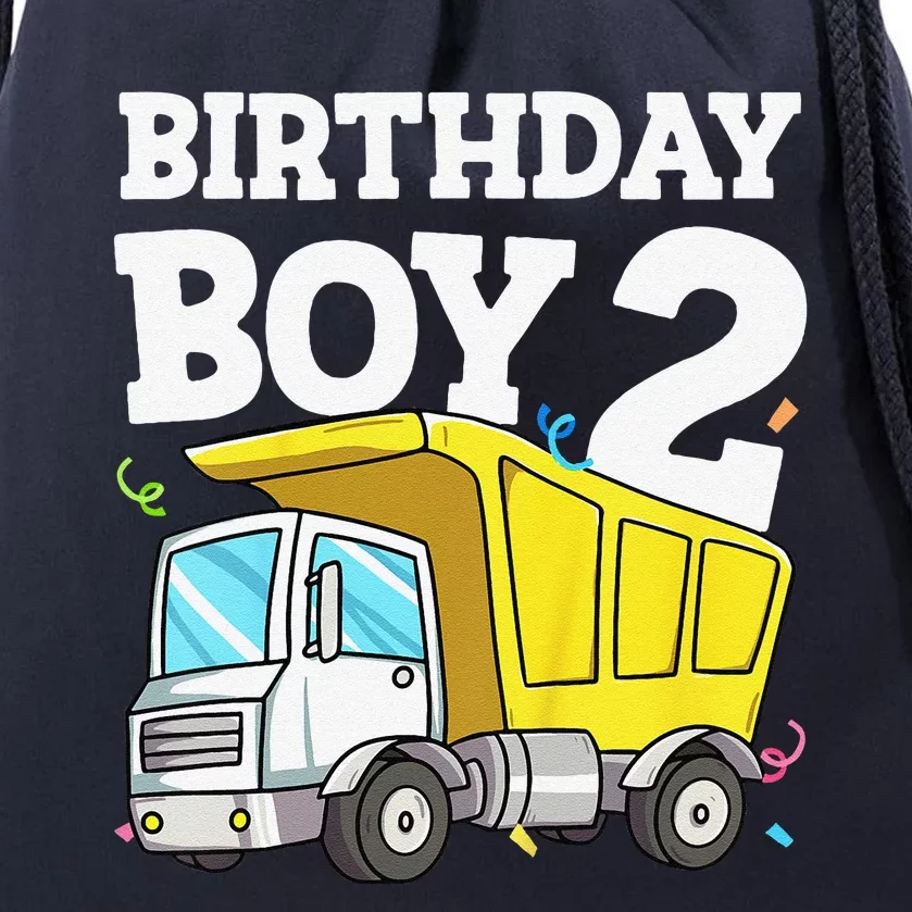 Funny Birthday 2 Two Construction Truck 2nd Birthday Drawstring Bag