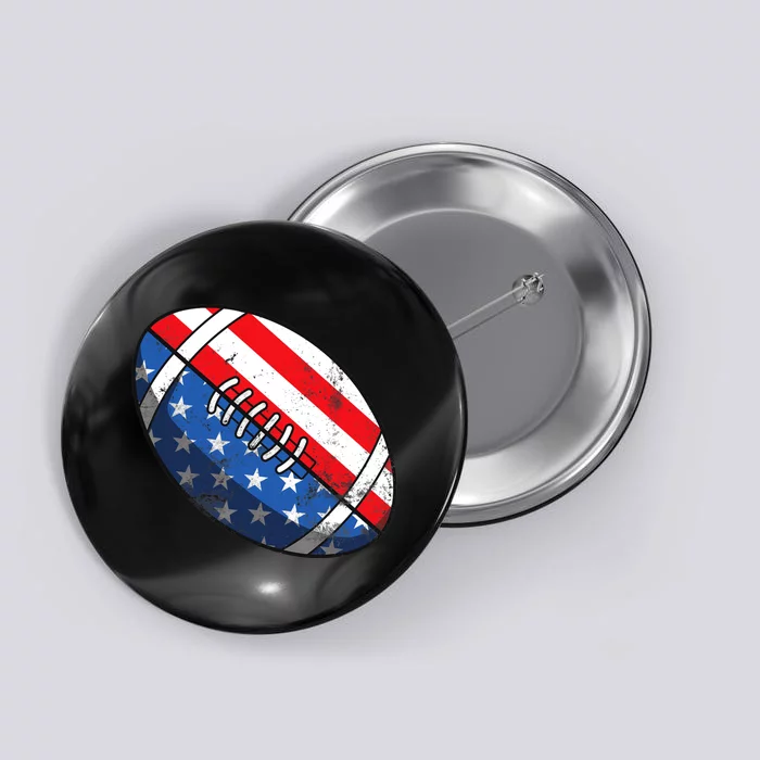 Football Ball 4th Of July Boy American Flag Button