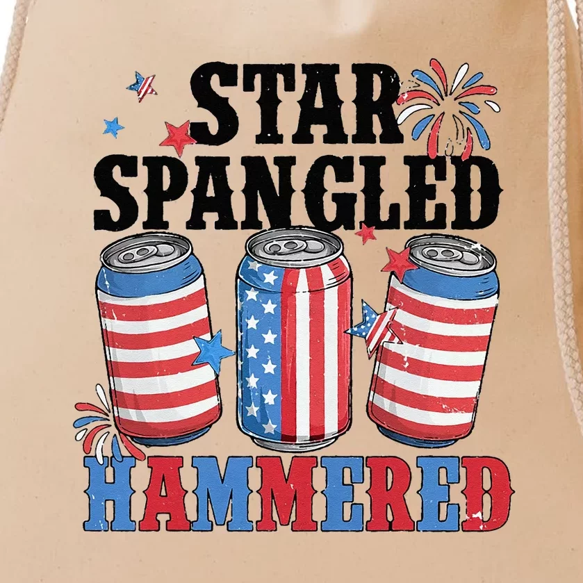 Funny Beer 4th Of July Tee Getting Star Spangled Hammered Drawstring Bag