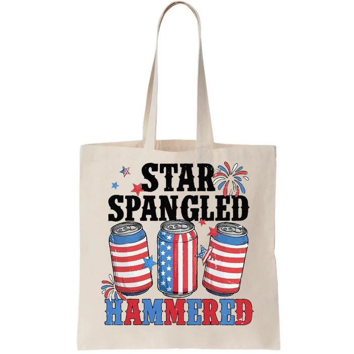 Funny Beer 4th Of July Tee Getting Star Spangled Hammered Tote Bag