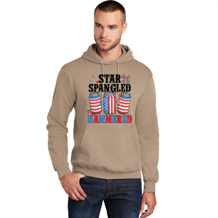 Funny Beer 4th Of July Tee Getting Star Spangled Hammered Hoodie