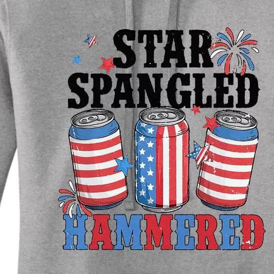 Funny Beer 4th Of July Tee Getting Star Spangled Hammered Women's Pullover Hoodie