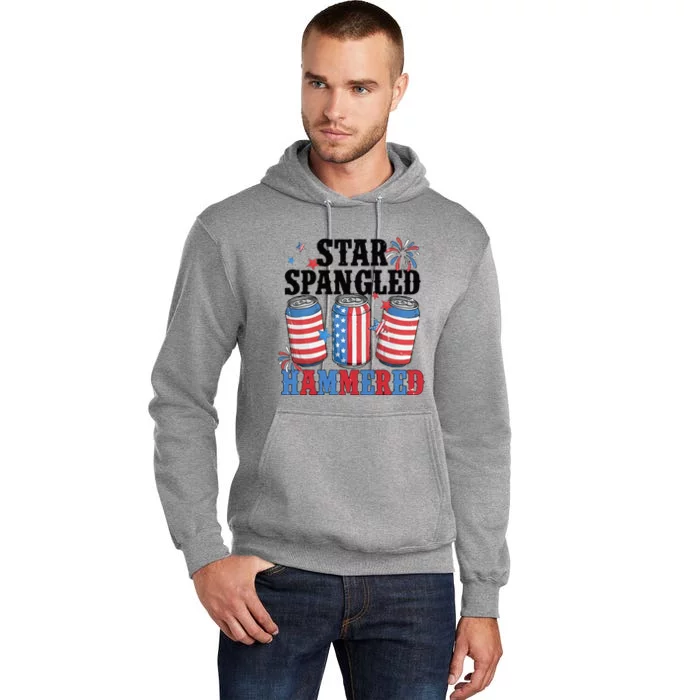 Funny Beer 4th Of July Tee Getting Star Spangled Hammered Tall Hoodie