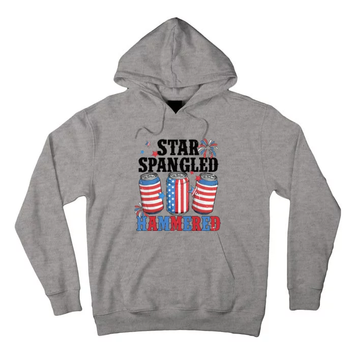 Funny Beer 4th Of July Tee Getting Star Spangled Hammered Tall Hoodie