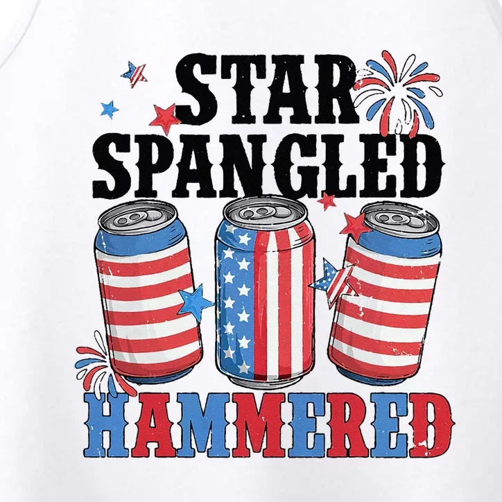 Funny Beer 4th Of July Tee Getting Star Spangled Hammered Performance Tank