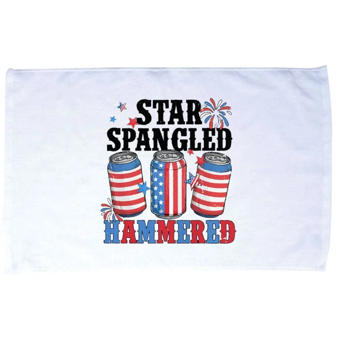 Funny Beer 4th Of July Tee Getting Star Spangled Hammered Microfiber Hand Towel