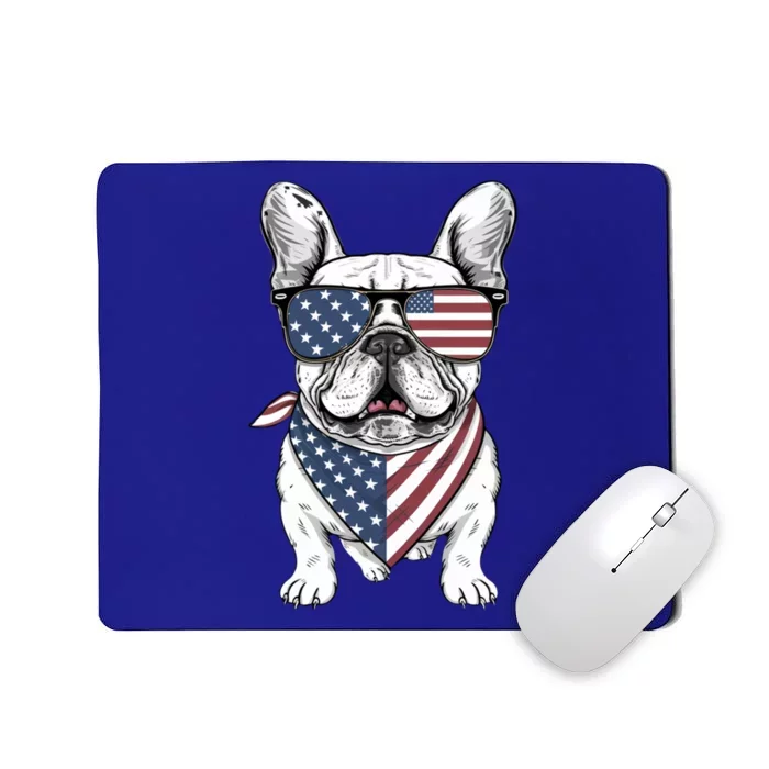 French Bulldog 4th Of July American Flag Glasses Stay Cool Funny Gift Mousepad