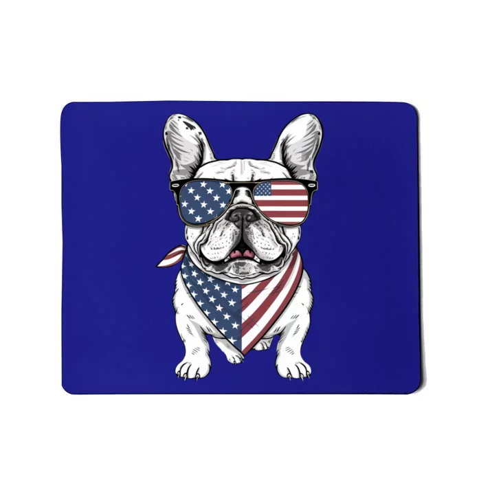 French Bulldog 4th Of July American Flag Glasses Stay Cool Funny Gift Mousepad