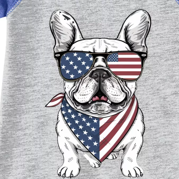 French Bulldog 4th Of July American Flag Glasses Stay Cool Funny Gift Infant Baby Jersey Bodysuit