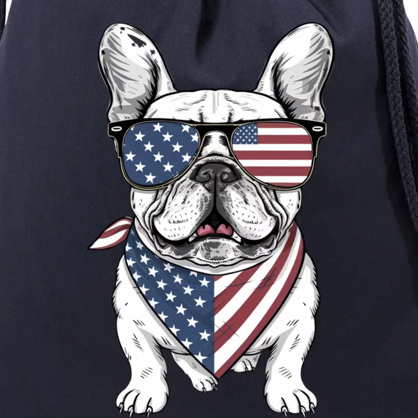 French Bulldog 4th Of July American Flag Glasses Stay Cool Funny Gift Drawstring Bag