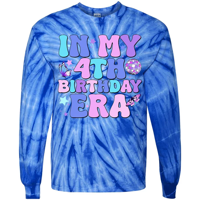 Four Bday 4 Year Old Tie-Dye Long Sleeve Shirt