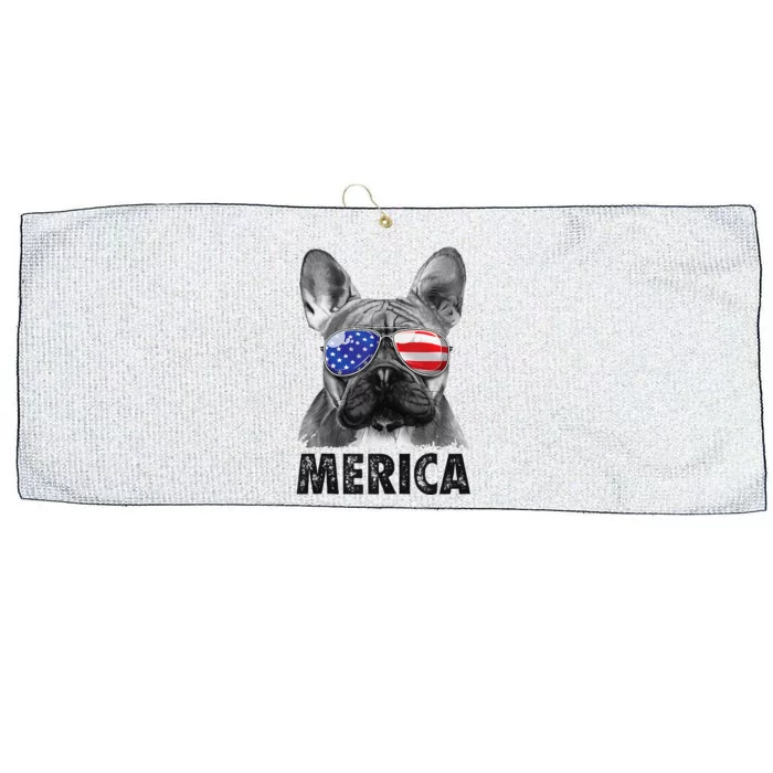 French Bulldog 4th Of July Merica Men Women USA Flag Large Microfiber Waffle Golf Towel