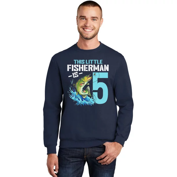 Fishing Birthday 5 Year Old Fisher 5th Bday Tall Sweatshirt