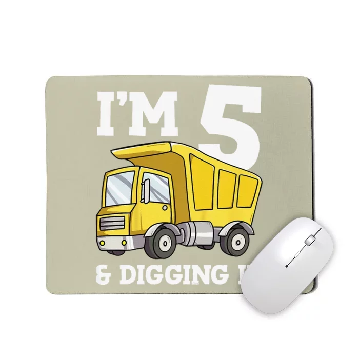 Funny Birthday 5 Five Construction Truck Party 5th Birthday Gift Mousepad